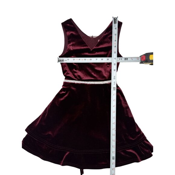 Speechless Kids Burgundy Velvet Sleeveless Dress Size 7 Zip Back Closure - Picture 3 of 11